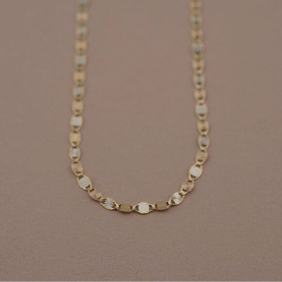14k REAL Gold Solid 3 mm Tri color Valentino Chain Necklace